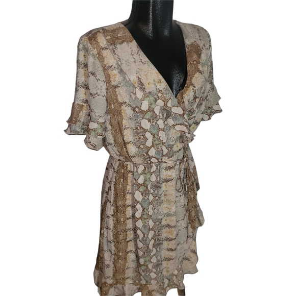 Dex Snake Print Faux Wrap Dress M - Picture 3 of 7